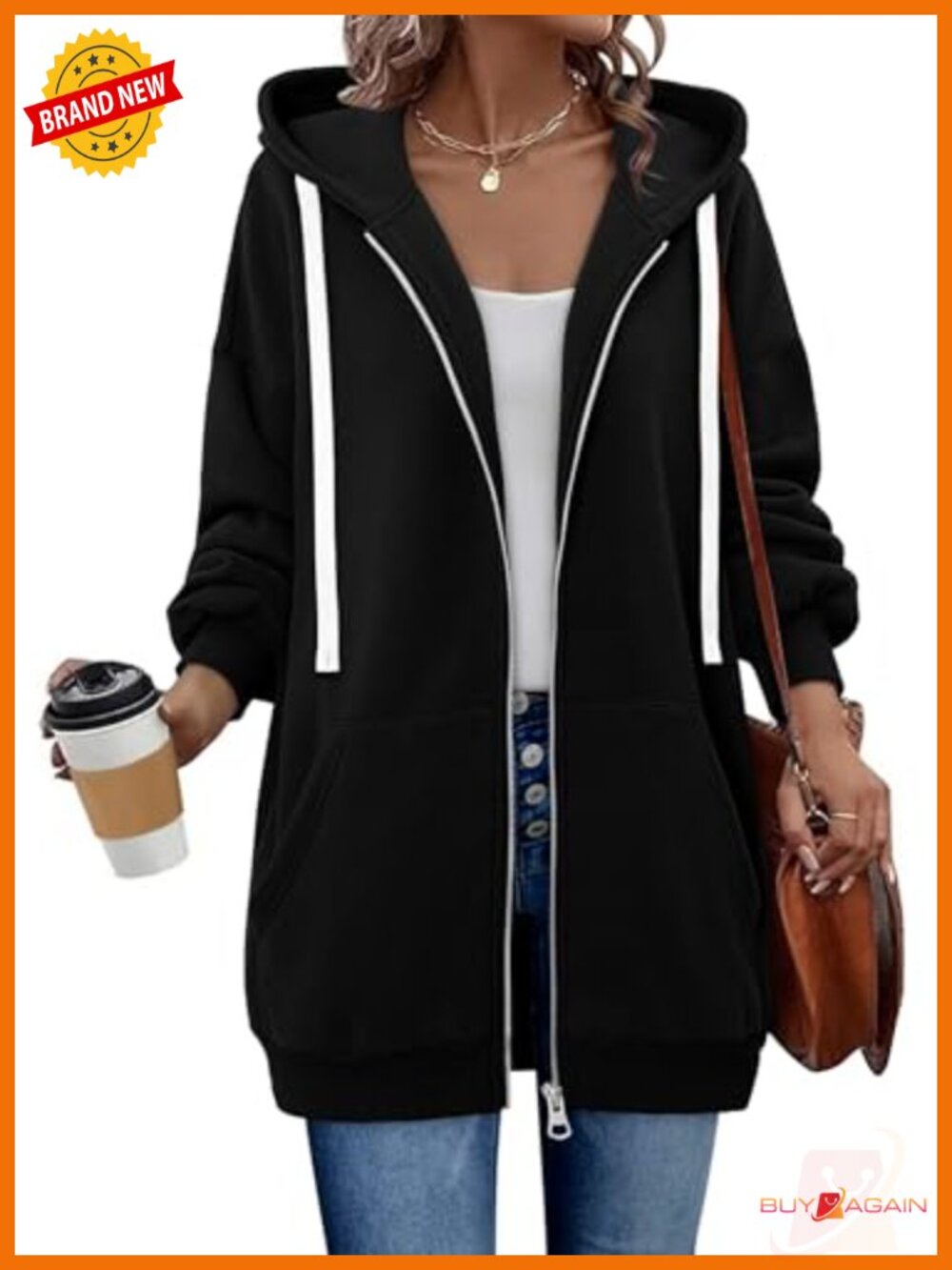 Women's Zip Up Hoodie Fleece Drawstring Sweatshirt with Pockets